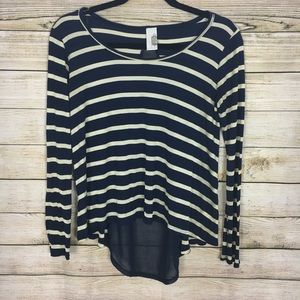 Francesca Striped Long Sleeve Sheer Back